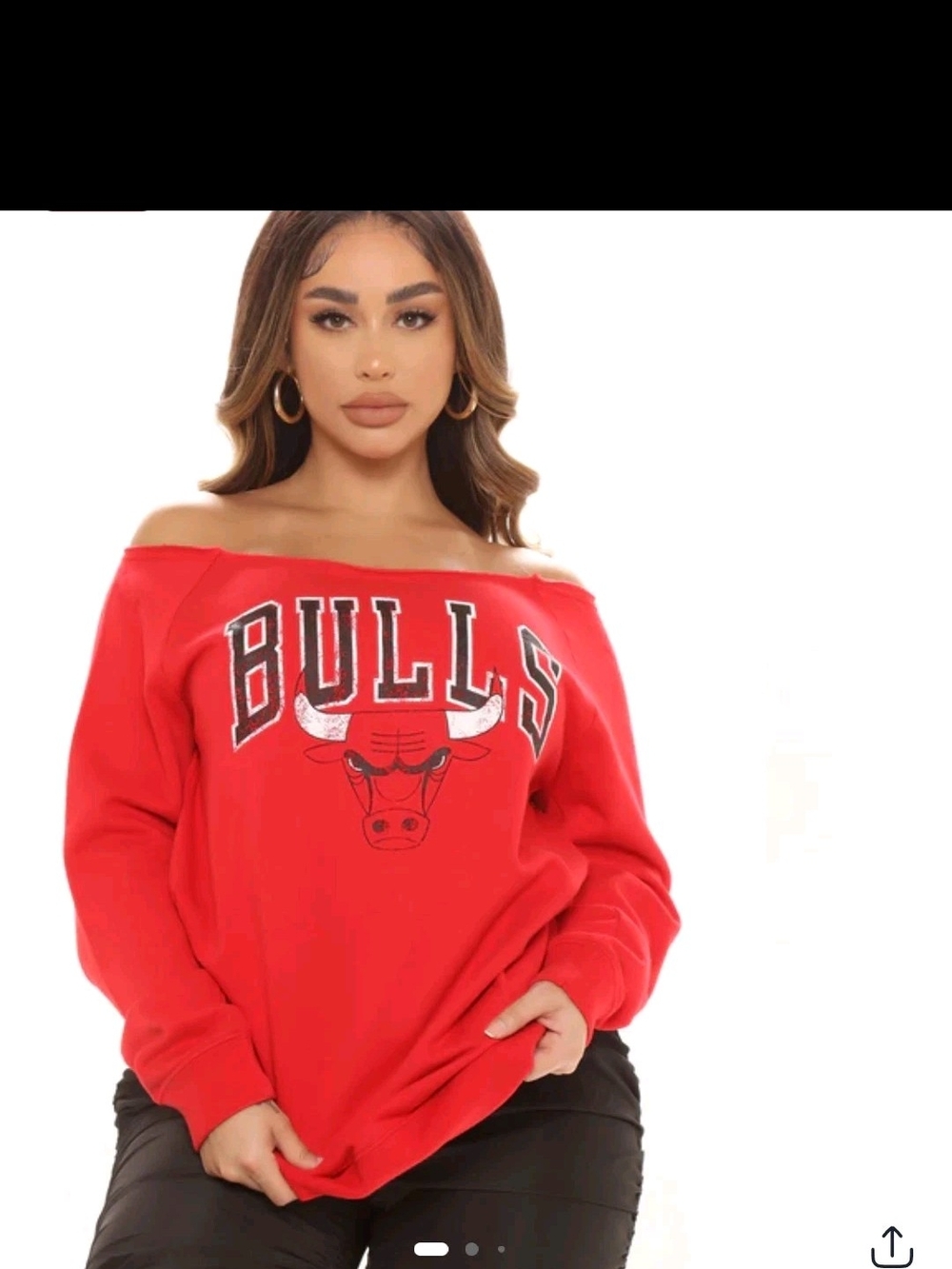 Off-Shoulder Red Bulls Graphic Sweatshirt